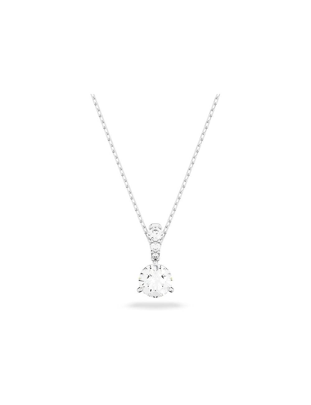 Collana Swarovski Solitaire con Pietre Luminose Taglio Tondo in Rodio Bianco