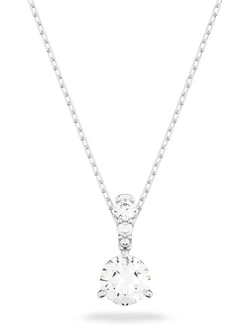 Collana Swarovski Solitaire con Pietre Luminose Taglio Tondo in Rodio Bianco