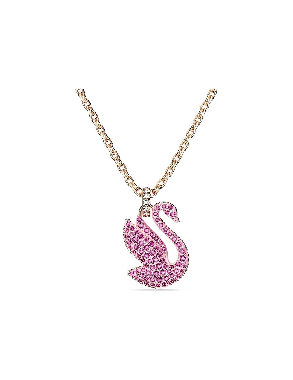 Collana Swarovski Icon Swan con Cigno con Cristalli Rosa