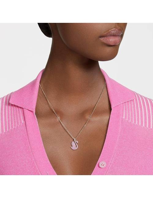 Collana Swarovski Icon Swan con Cigno con Cristalli Rosa