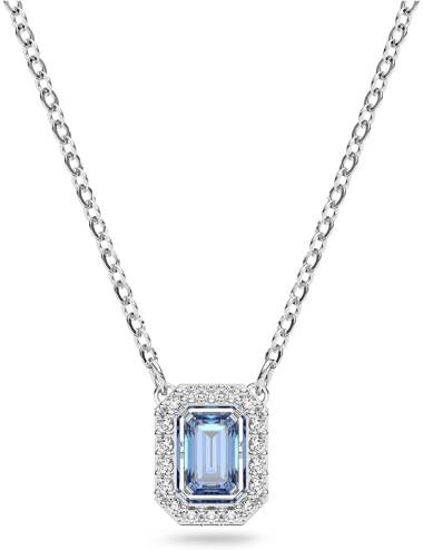 Collana Swarovski Millenia con Pietra Ottagonale Azzurra e Cristalli Bianchi