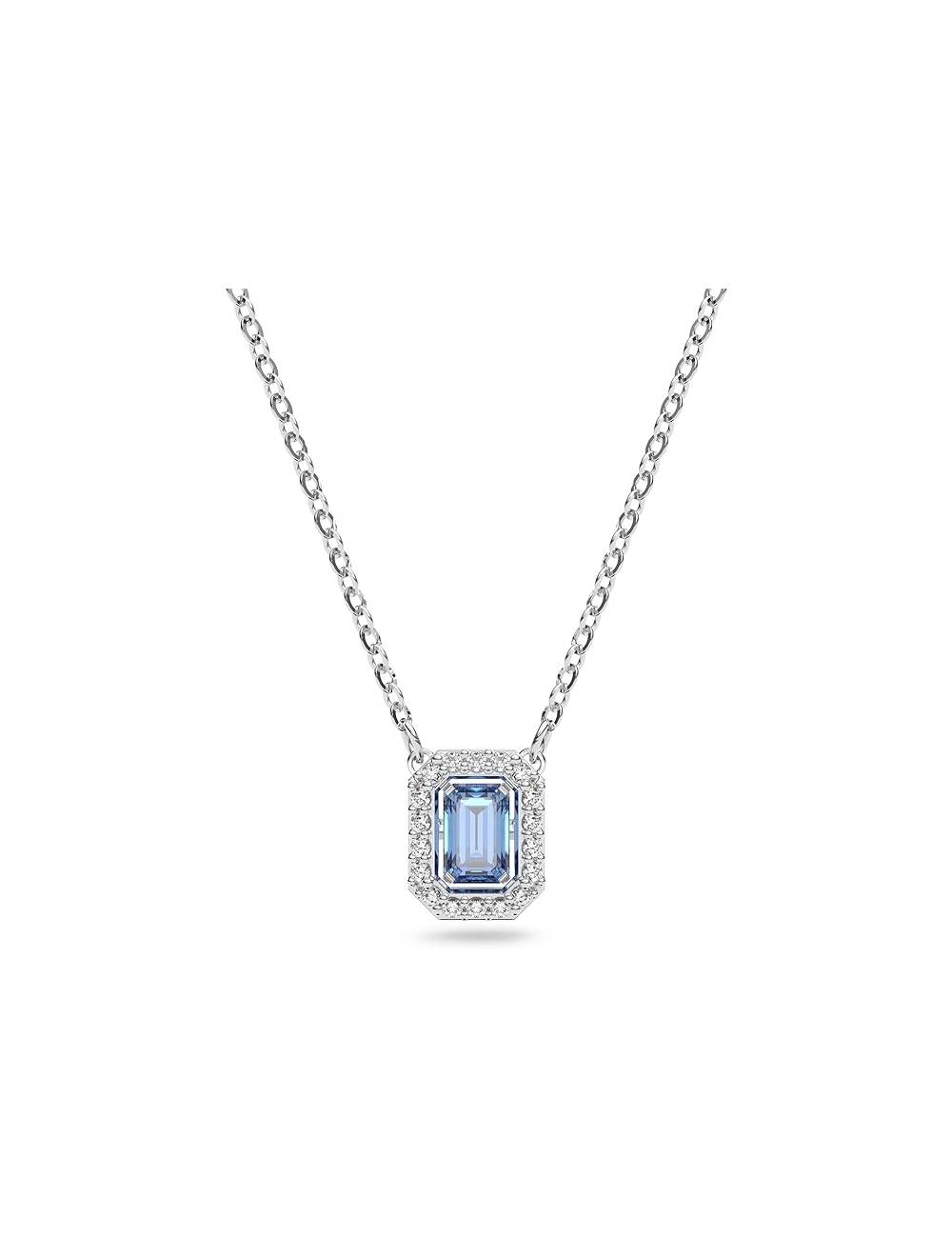 Collana Swarovski Millenia con Pietra Ottagonale Azzurra e Cristalli Bianchi