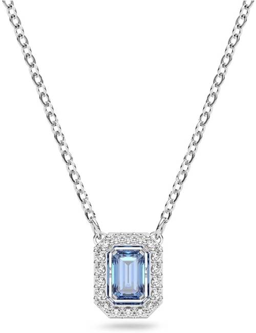 Collana Swarovski Millenia con Pietra Ottagonale Azzurra e Cristalli Bianchi