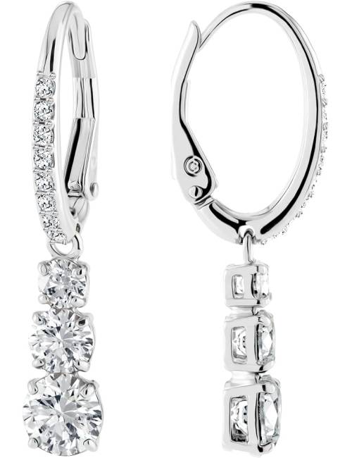 Orecchini Swarovski Attract Trilogy con Cristalli Bianchi e Lega in Rodio