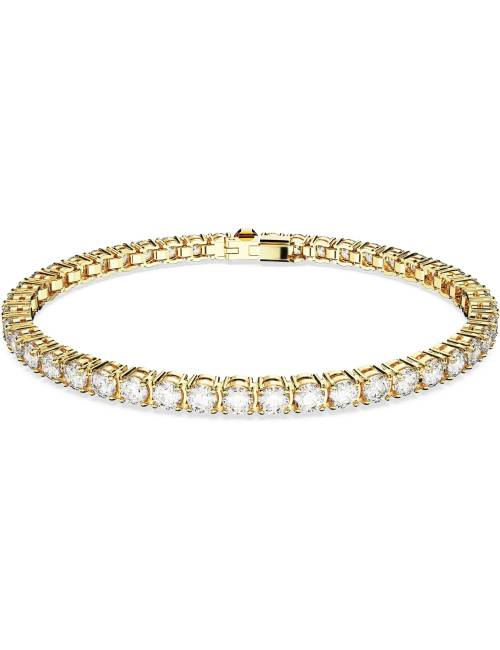 Bracciale Swarovski Matrix Tennis con Cristalli Bianchi in Lega Placcata Oro Giallo