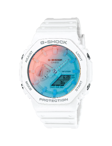 Orologio G-Shock Classic Serie GA-2100 con Quadrante Bianco e Blu Traslucido