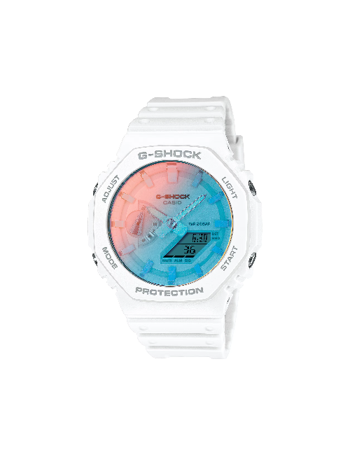 Orologio G-Shock Classic Serie GA-2100 con Quadrante Bianco e Blu Traslucido