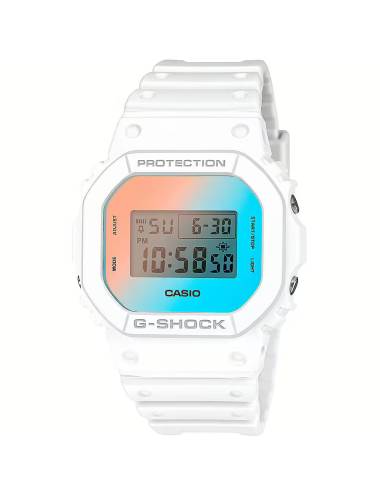 Orologio G-Shock Serie DW con Cinturino in Silicone Bianco e Quadrante Specchiato