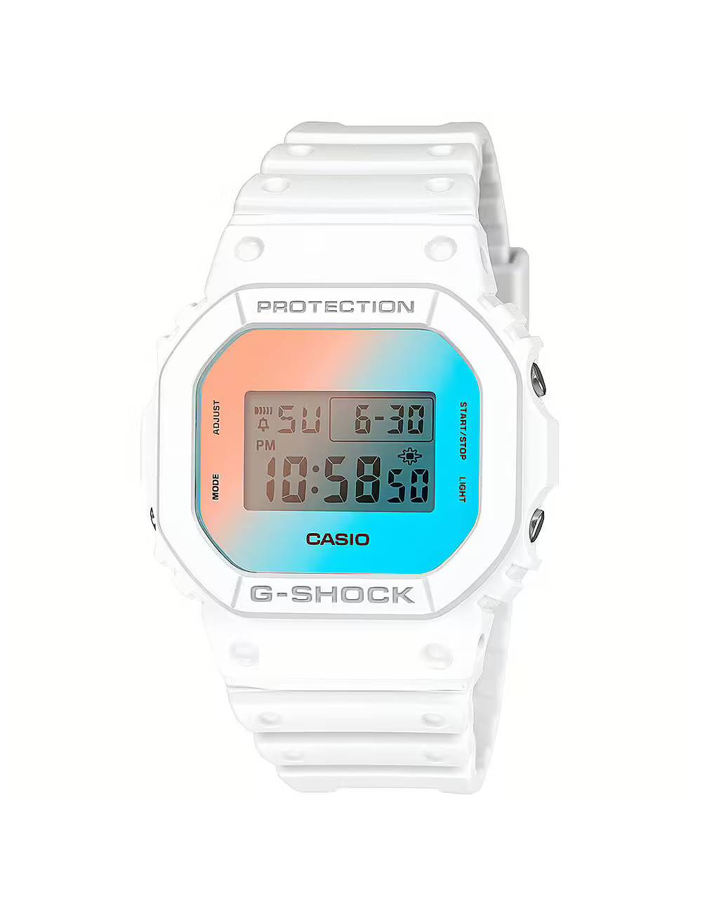 Orologio G-Shock Serie DW con Cinturino in Silicone Bianco e Quadrante Specchiato