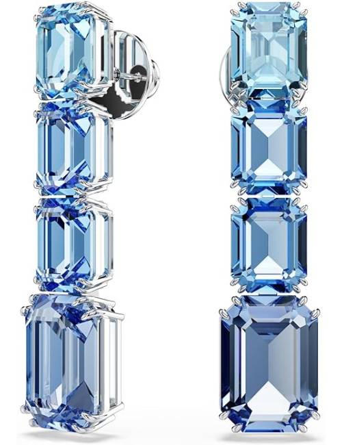 ORECCHINI SWAROVSKI MILLENIA PENDENTI CON PIETRE TAGLIO OTTAGONALE AZZURRE