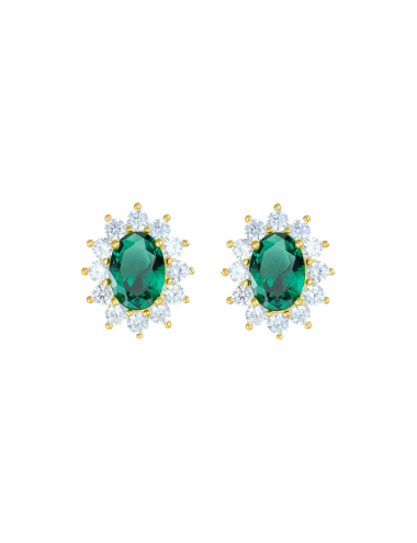 Amen Orecchini Royal Lady Dorati con Zircone Verde Smeraldo