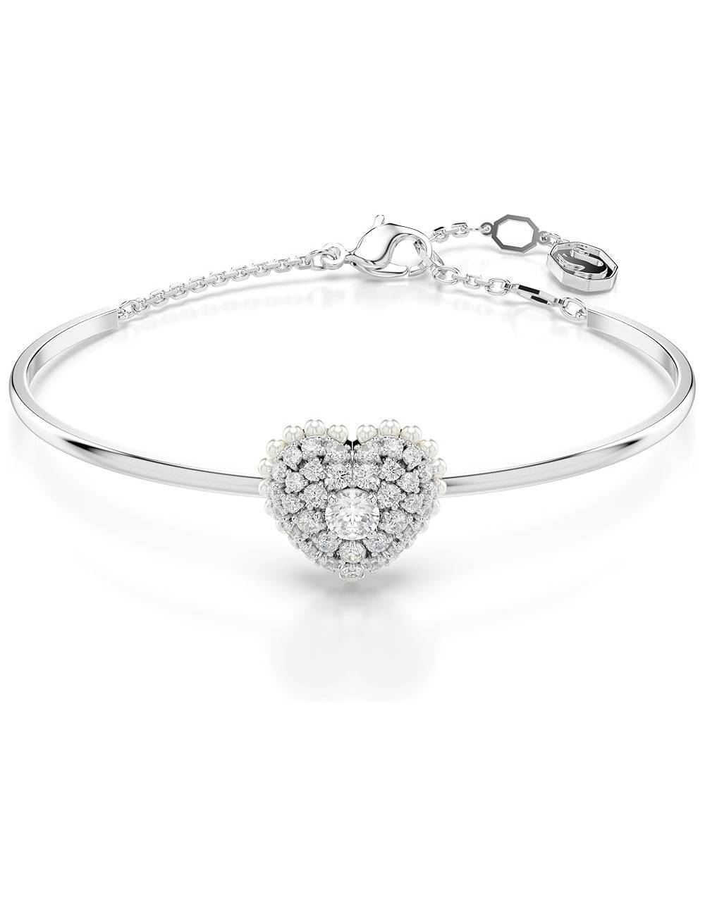 Bracciale Swarovski Hyperbola Rigido con Cuore in Pavè di Cristalli