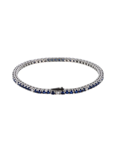 Albert M. Bracciale Tennis Bicolore Blu e Bianco con Cubic Zirconia