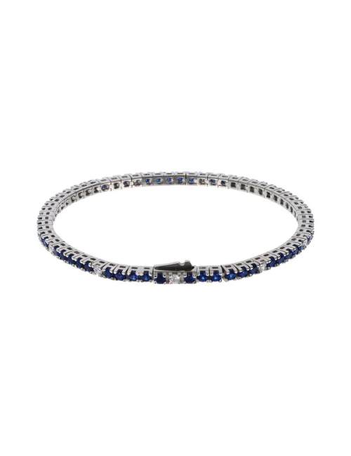 Albert M. Bracciale Tennis Bicolore Blu e Bianco con Cubic Zirconia