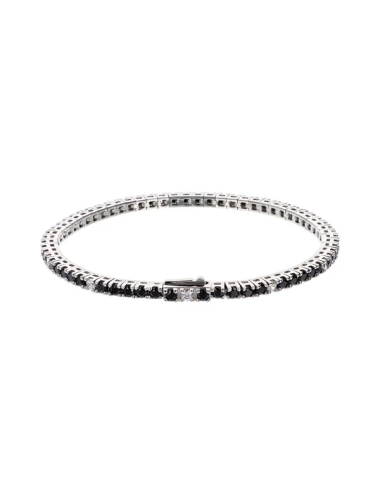 Albert M. Bracciale Tennis Bicolore Nero e Bianco con Cubic Zirconia