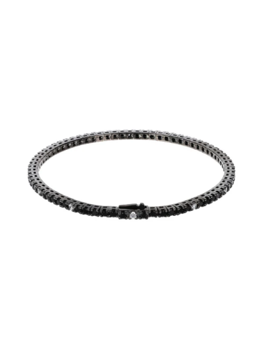 Albert M. Bracciale Tennis Bicolore Nero e Bianco con Cubic Zirconia