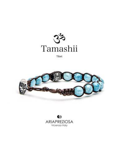 Bracciale Tamashii® Originale con Ruota della Preghiera Giada Sky Blu