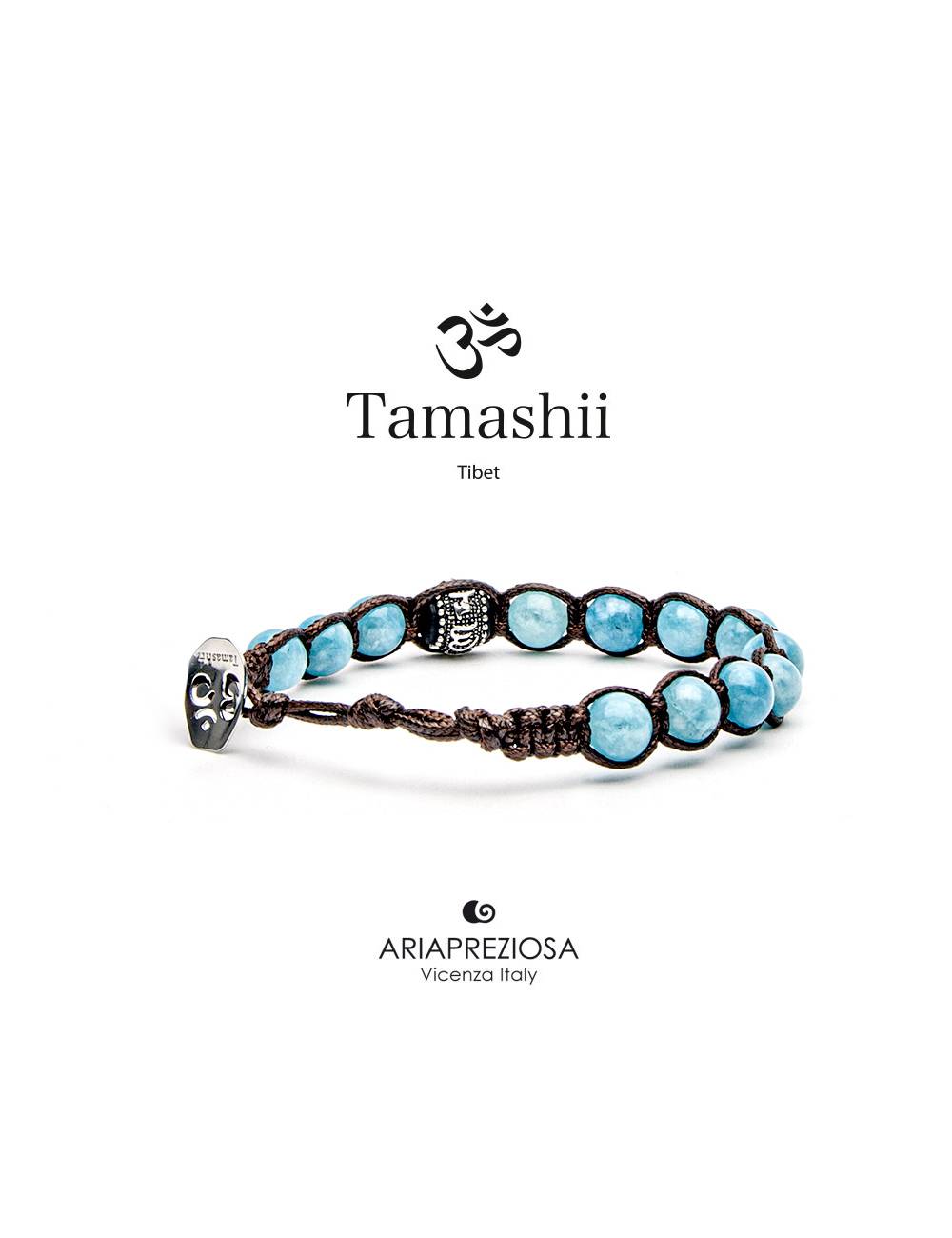 Bracciale Tamashii® Originale con Ruota della Preghiera Giada Sky Blu