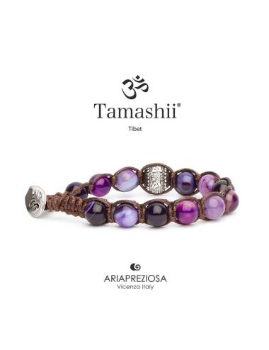 Bracciale Tamashii® Originale con Ruota della Preghiera Agata viola striata