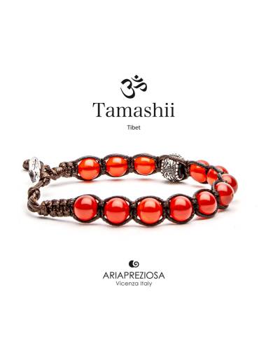 Bracciale Tamashii® Originale con Ruota della Preghiera Agata Rossa Passione