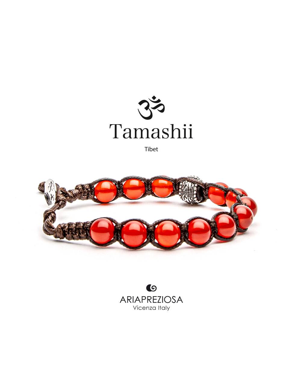 Bracciale Tamashii® Originale con Ruota della Preghiera Agata Rossa Passione