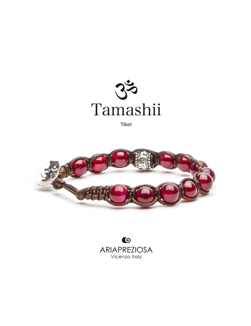 Bracciale Tamashii® Originale con Ruota della Preghiera Agata Rossa