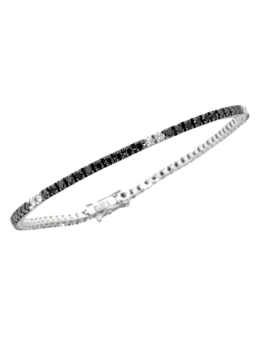 Bracciale Tennis Davite Delucchi in Oro bianco 18 kt con diamanti Neri ct. 2,57 e Bianchi 0,45