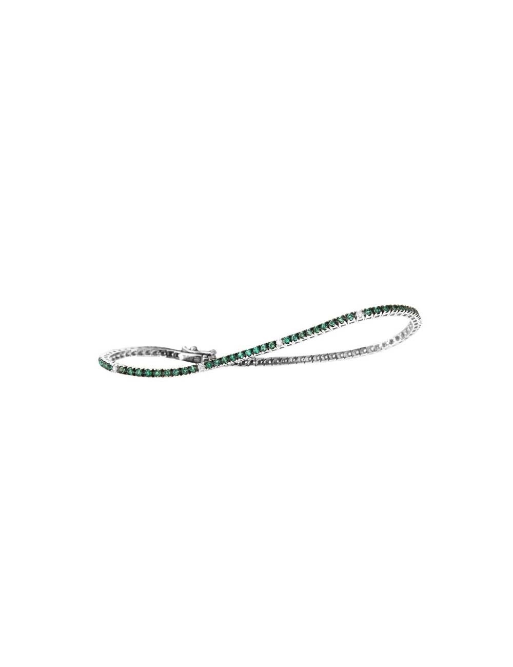 Bracciale Tennis Davite Delucchi in Oro 18 kt con Diamanti 0,13 e smeraldi 1,30 ct