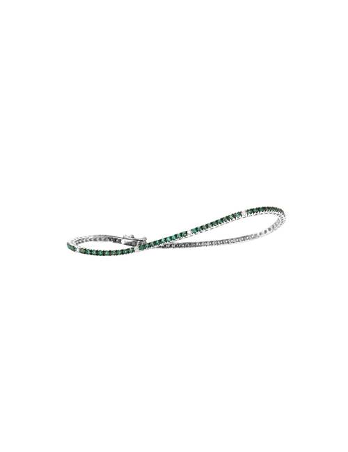 Bracciale Tennis Davite Delucchi in Oro 18 kt con Diamanti 0,13 e smeraldi 1,30 ct