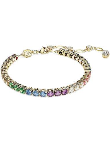 Bracciale Tennis Swarovski in Lega Placcata Oro Giallo con Cristalli Multicolor