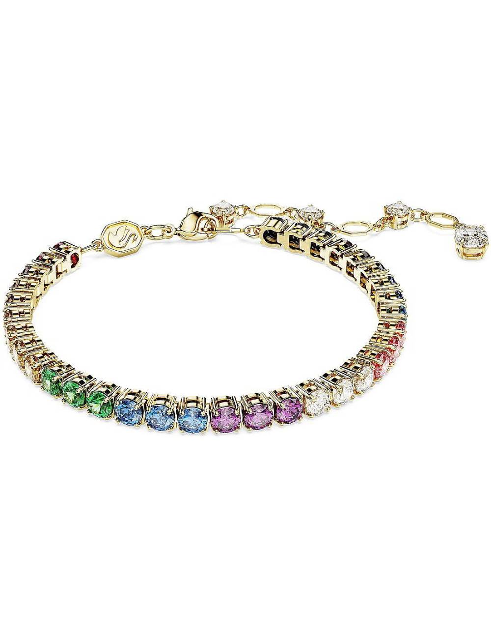 Bracciale Tennis Swarovski in Lega Placcata Oro Giallo con Cristalli Multicolor