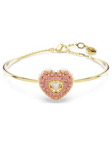 Swarovski Bracciale rigido Idyllia Cuore, Rosa, Placcato color oro