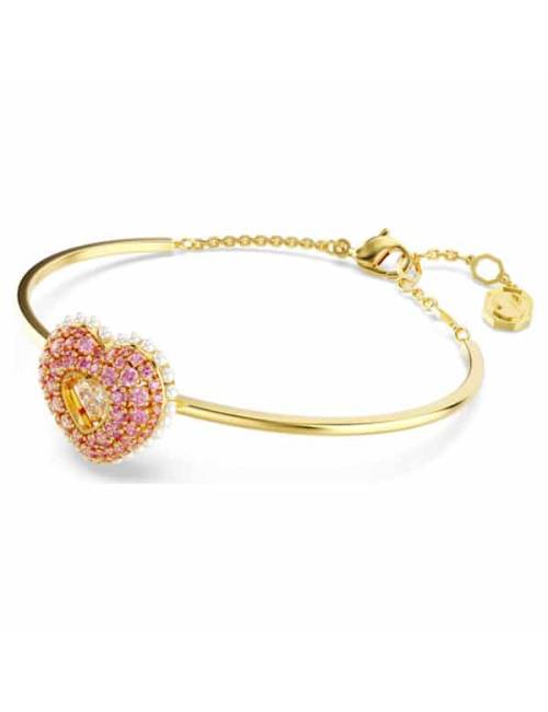 Swarovski Bracciale rigido Idyllia Cuore, Rosa, Placcato color oro