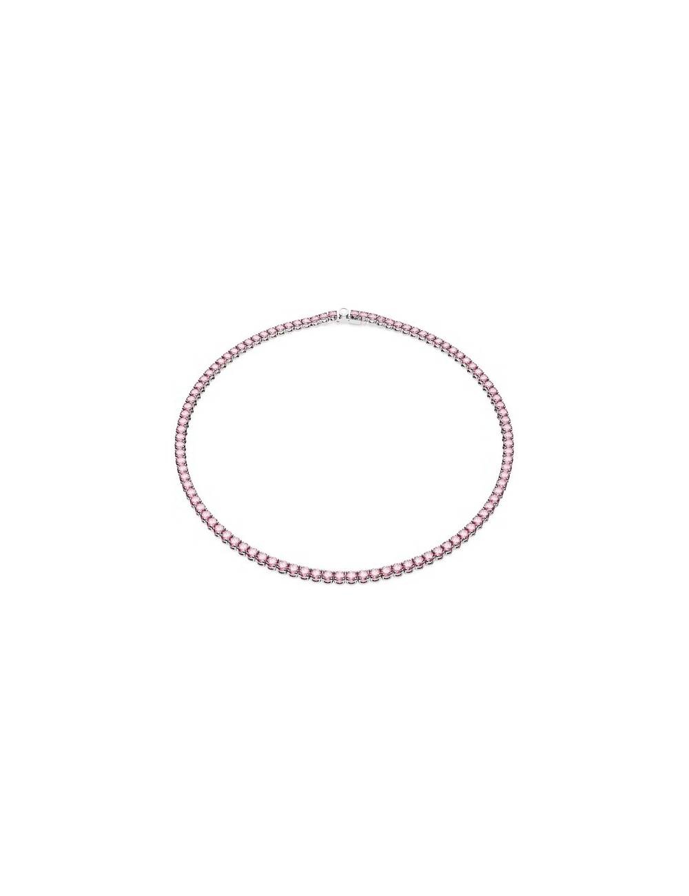 Swarovski Collana Matrix Tennis Taglio tondo, Rosa, Placcato rodio