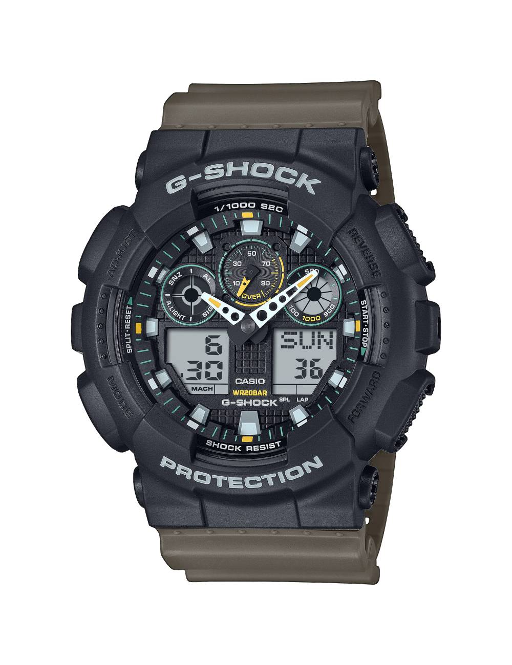 Orologio G-Shock Classic GA-100 Series con Cassa Nera e Cinturino Marrone