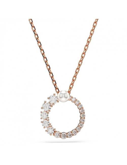 Collana Swarovski Pendente Matrix in Lega Rose con Cristalli e Perla