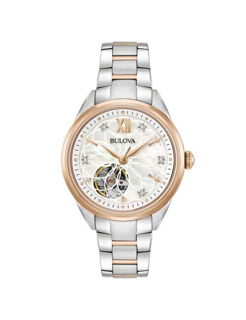 OROLOGIO BULOVA DA DONNA SUTTON LADY AUTOMATICO OPENHEART BICOLORE ACCIAIO/ROSE