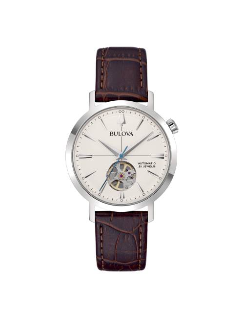 OROLOGIO BULOVA AEROJET AUTMATICO BIANCO CINTURINO PELLE 38 MM