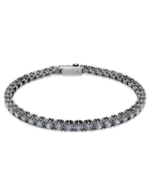 Bracciale Swarovski Tennis Matrix con Base Brunita e Cristalli Trasparenti