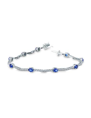 Bracciale Tennis Mirco Visconti in Oro Bianco 18kt con Zaffiri e Diamanti