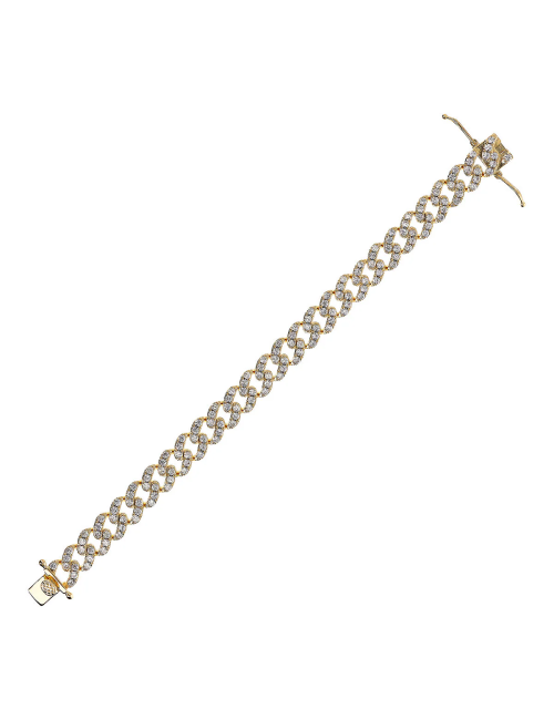 Bracciale Bronzallure Golden Catena Grumetta Squadrata con Pavé di Cubic Zirconia