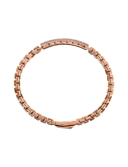 Bracciale Bronzallure Semirigido Maglia Veneziana con Placchetta in Pavé di Cubic