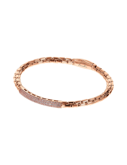 Bracciale Bronzallure Semirigido Maglia Veneziana con Placchetta in Pavé di Cubic