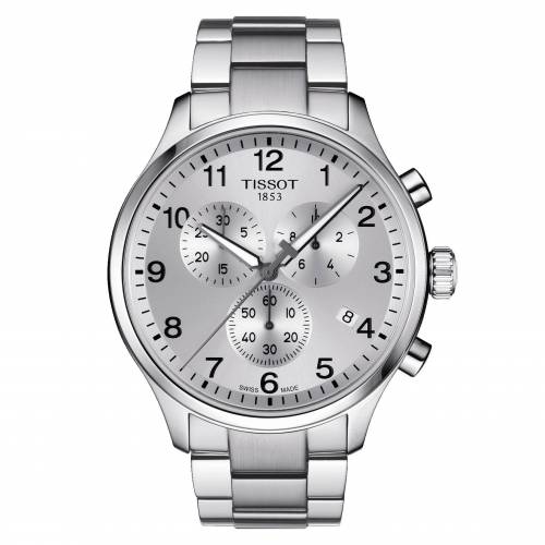 Tissot Chrono XL classic silver con cinturino in acciaio e numeri arabi