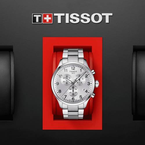 Tissot Chrono XL classic silver con cinturino in acciaio e numeri arabi