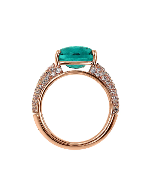 Anello Bronzallure con Prisma Gem Taglio Mosaico Verde e Pavé di Cubic Zirconia