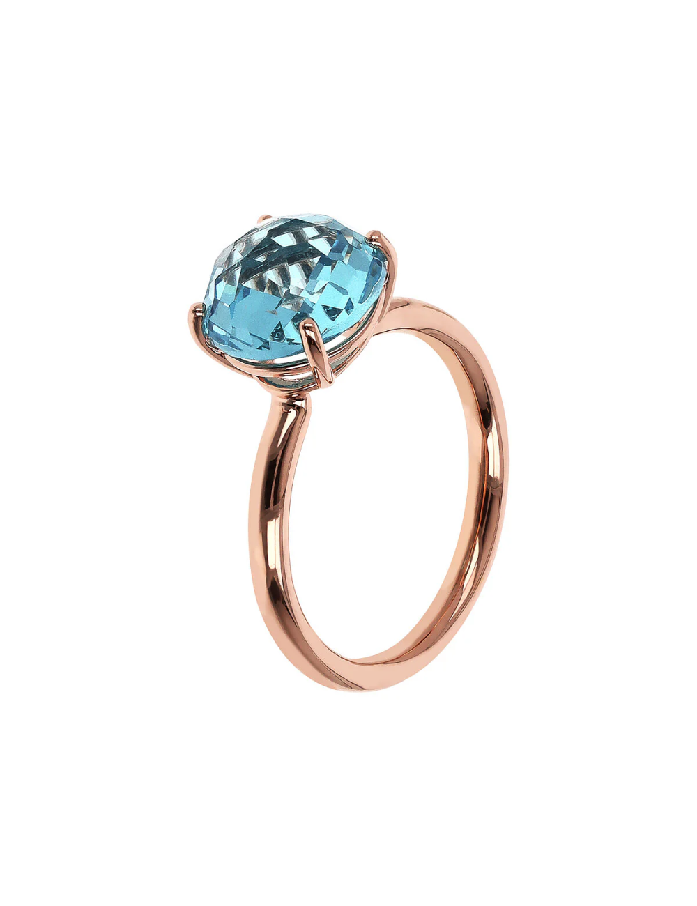 Anello Bronzallure Cocktail con Prisma Gem Tonda Sky Blue Taglio Mosaico