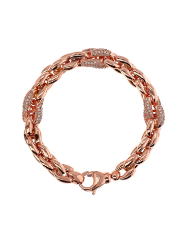 Bracciale Bronzallure Maglia Geometrica con Elementi in Pavé di Cubic Zirconia