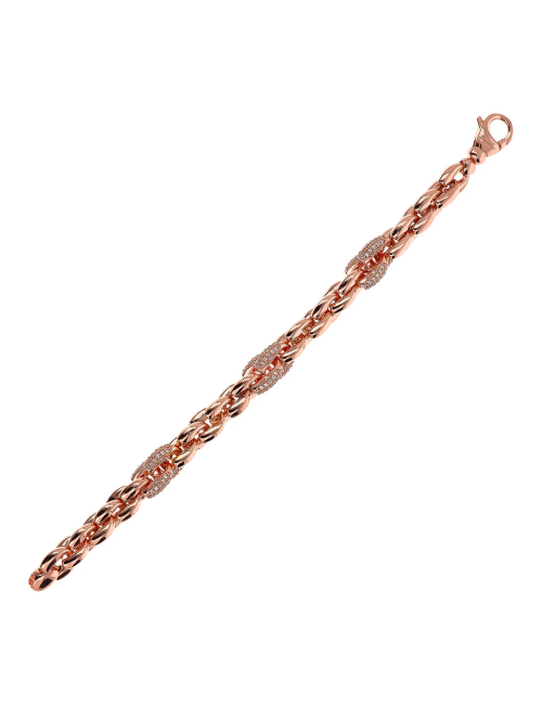 Bracciale Bronzallure Maglia Geometrica con Elementi in Pavé di Cubic Zirconia