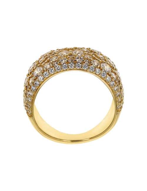 Anello Bronzallure a Fascia Graduato Golden con Pavé di Cubic Zirconia